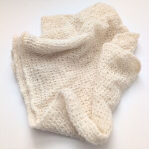 MILHUA 100% Baby Alpaca Knit Scarf Cream Made in Peru Infinity Wrap Soft Neutral